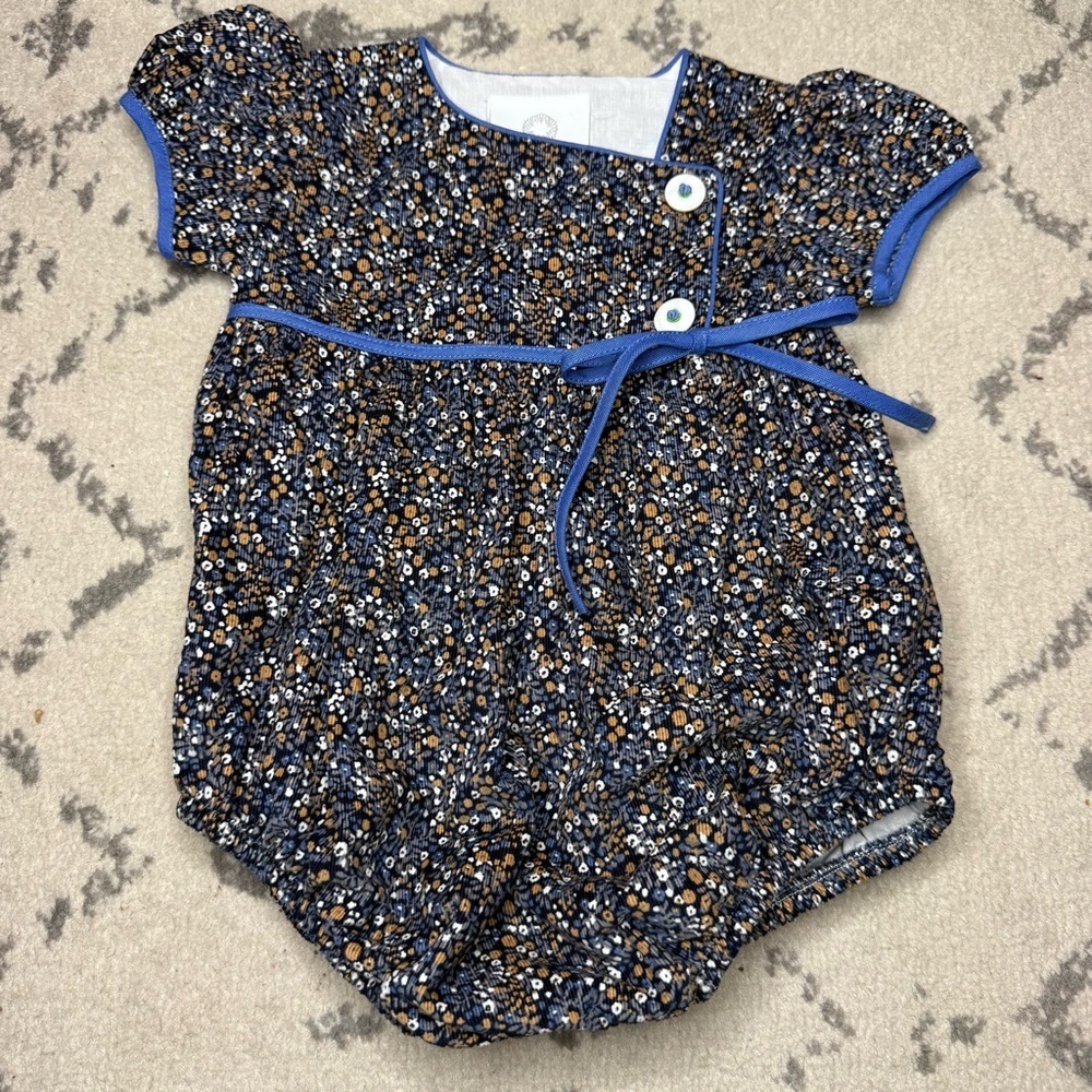 NWT THE PROPER PEONY Blue Floral Corduroy Summer Bubble Romper